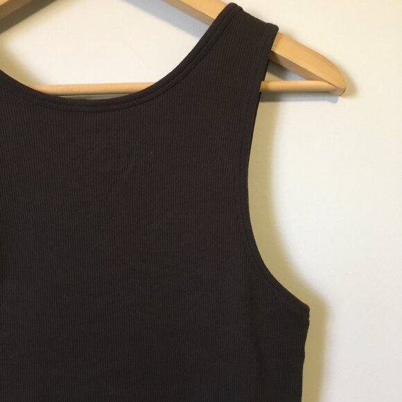 100% Cotton Dark Brown Soft Vertical Ribbed Tank Top - Picture 7 of 15